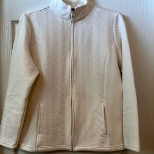 White zip up cable sweater/jacket